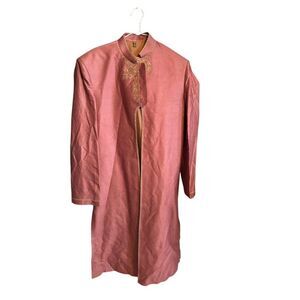 Rod Mens Embroidered Sherwani Long L Coat 105 Size Rose Pink Formal Attire Dry C